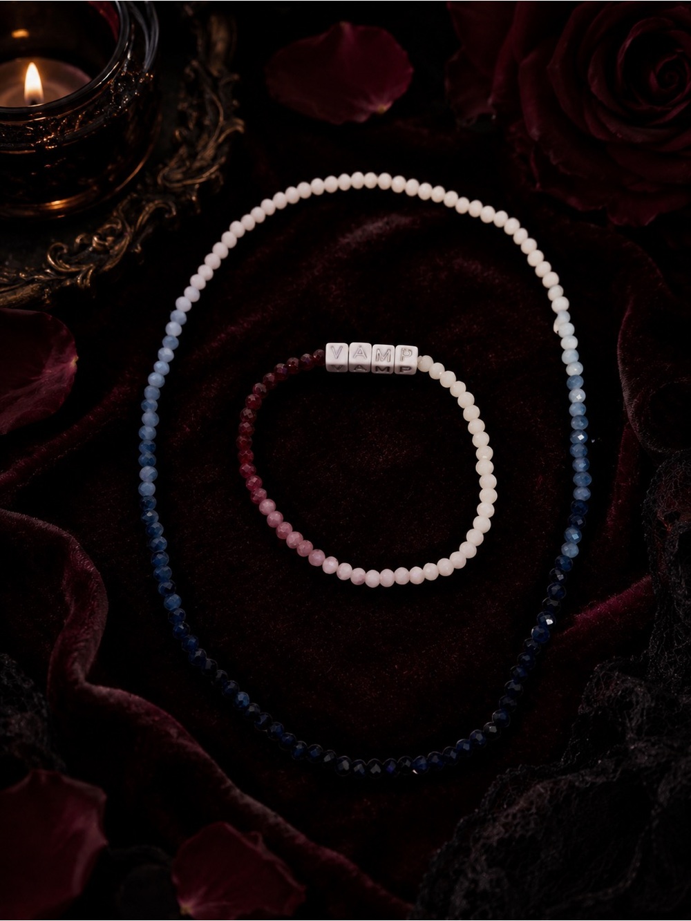VAMP Gothic Ombré Bracelet & Choker Necklace Set 8”